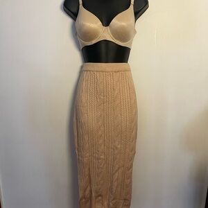 NWOT Cable Knit Tan Midi Skirt
